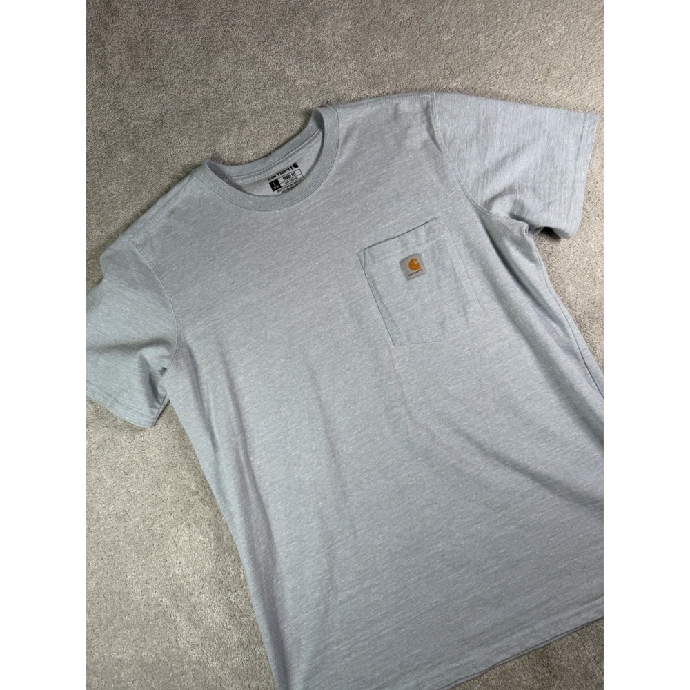 Carhartt Shirt Womens Large Heathered Blue Loose Fit Pocket Tee K87-W Workwear